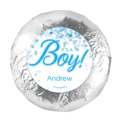 Personalized Boy Birth Announcement Bubbles 1.25in Stickers (48 Stickers)