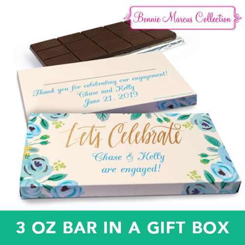 Deluxe Personalized Engagement Something Blue Chocolate Bar in Gift Box (3oz Bar)