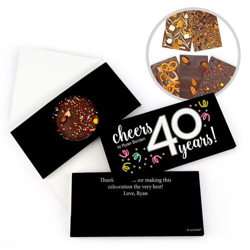 Personalized Birthday Milestone Forty Confetti Gourmet Infused Belgian Chocolate Bars (3.5oz)