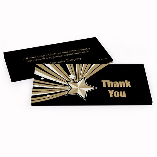 Deluxe Personalized Business Thank You Gold Star Hershey's Chocolate Bar in Gift Box