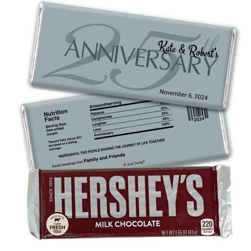 Anniversary Party Favors Personalized Hershey's Milk Chocolate Bar 25th Anniversary Chocolate Favor