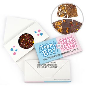 Personalized Bonnie Marcus Gender Reveal Boy or Girl Gourmet Infused Belgian Chocolate Bars (3.5oz)