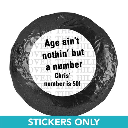 50th Birthday 1.25" Sticker Over the Hill (48 Stickers)