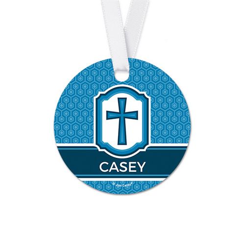 Personalized Round Framed Cross Communion Favor Gift Tags (20 Pack)