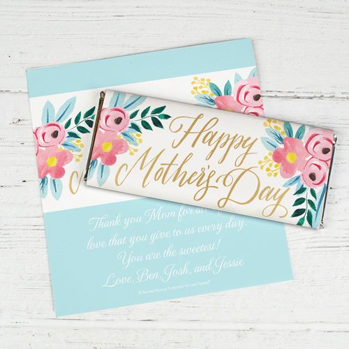 Personalized Bonnie Marcus Mother's Day Floral Chocolate Bar Wrappers Only