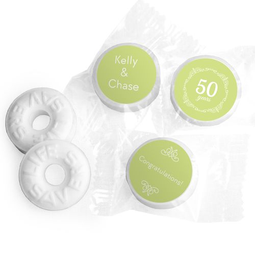 Anniversary Party Favors Personalized Green Swirls 50th Anniversary LIFE SAVERS Mints