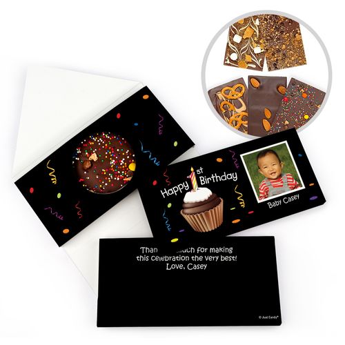 Personalized Birthday Photo Cupcake Gourmet Infused Belgian Chocolate Bars (3.5oz)