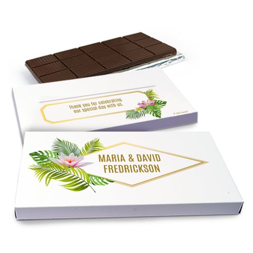 Deluxe Personalized Wedding Floral Glam Chocolate Bar in Gift Box (3oz Bar)