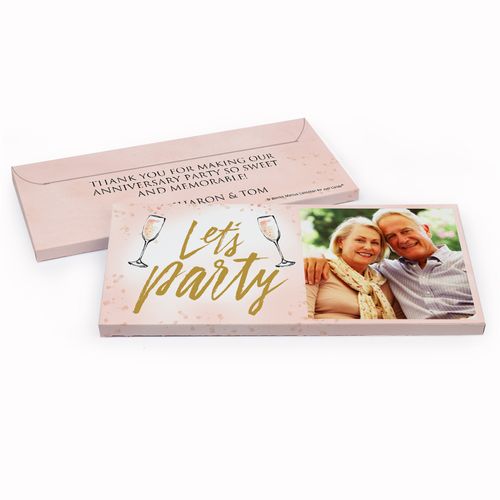 Deluxe Personalized Anniversary Champagne Party Chocolate Bar in Gift Box