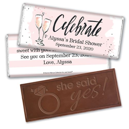 Bonnie Marcus Collection Personalized Embossed Chocolate Bar Chocolate and Wrapper The Bubbly Custom Bridal Shower