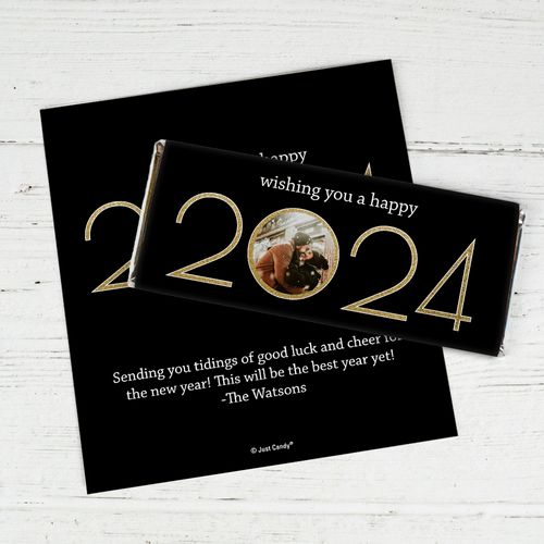 Personalized New Year's Eve Glitter Photo Chocolate Bar Wrappers Only