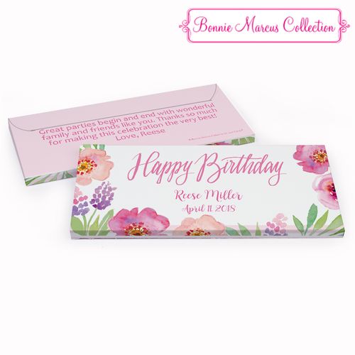 Deluxe Personalized Adult Birthday Floral Embrace Hershey's Chocolate Bar in Gift Box