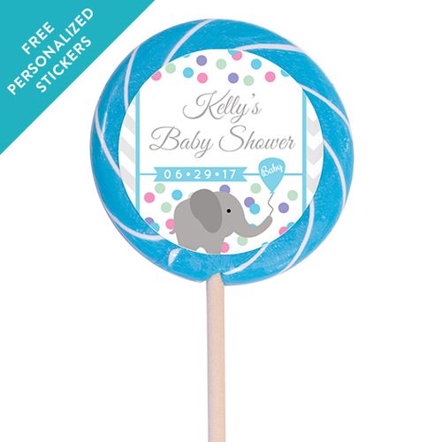 Baby Shower Personalized 3" Swirly Pop Chevron Dots (12 Pack)
