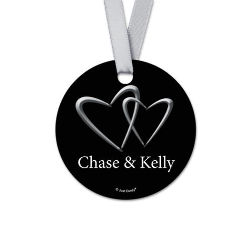 Personalized Round Linked Hearts Wedding Favor Gift Tags (20 Pack)
