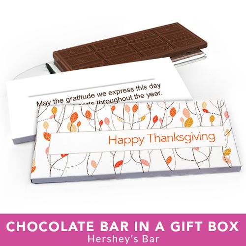 Deluxe Personalized Thanksgiving Fall Woods Chocolate Bar in Gift Box