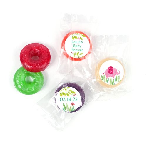 Bonnie Marcus Safari Snuggles Baby Shower Stickers - Custom LifeSavers 5 Flavor Hard Candy (300 Pack)