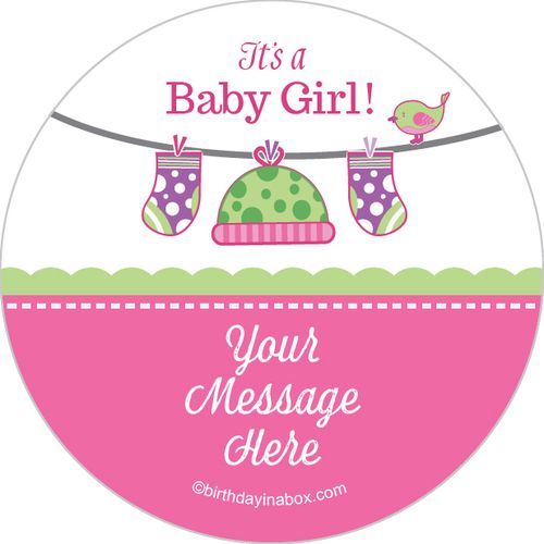 Shower with Love Girl Personalized 2" Stickers (20 Stickers)