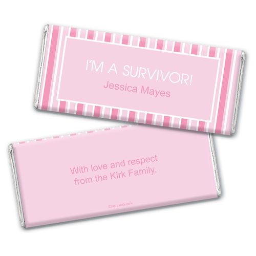 Breast Cancer Awareness Personalized Chocolate Bar Wrappers Pinstripe Breast Cancer Survivor