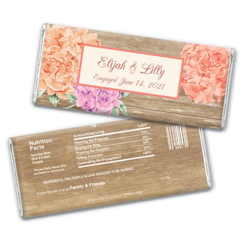 Bonnie Marcus Collection Personalized Chocolate Bar Chocolate and Wrapper Blooming Joy Engagement Announcement