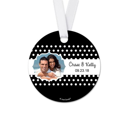 Personalized Round Wedding Polka Dots Favor Gift Tags (20 Pack)
