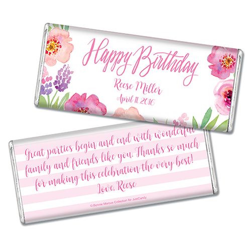 Bonnie Marcus Collection Personalized Chocolate Bar Chocolate & Wrapper Floral Embrace Birthday Favors