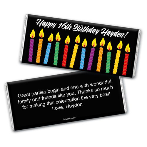 Birthday Personalized Chocolate Bar Wrappers Lit Candles