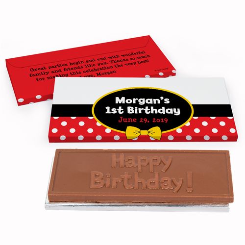Deluxe Personalized First Birthday Mickey Mouse Chocolate Bar in Gift Box