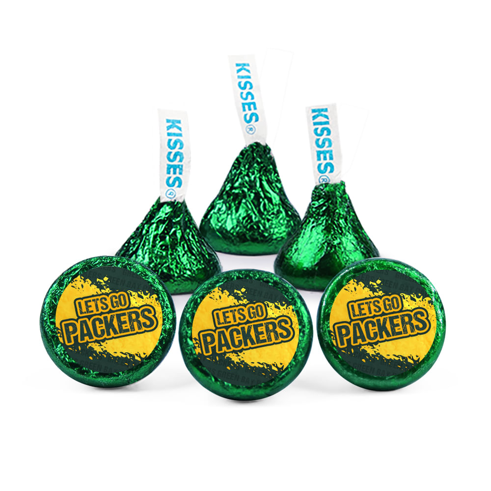 Let's Go Packers Completely Assembled Kisses with Green Foil 