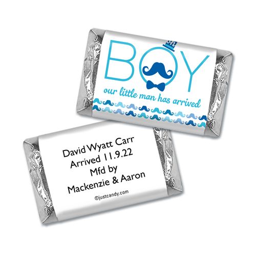 Baby Boy Announcement Personalized Hershey's Miniatures Wrappers "Oh Boy" Mustache