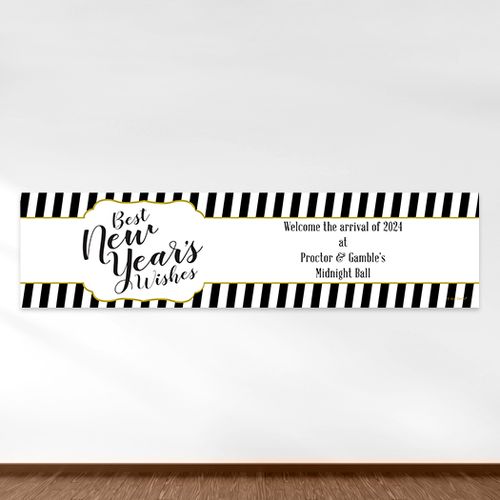 Personalized New Year's Eve Stripes 5 Ft. Banner
