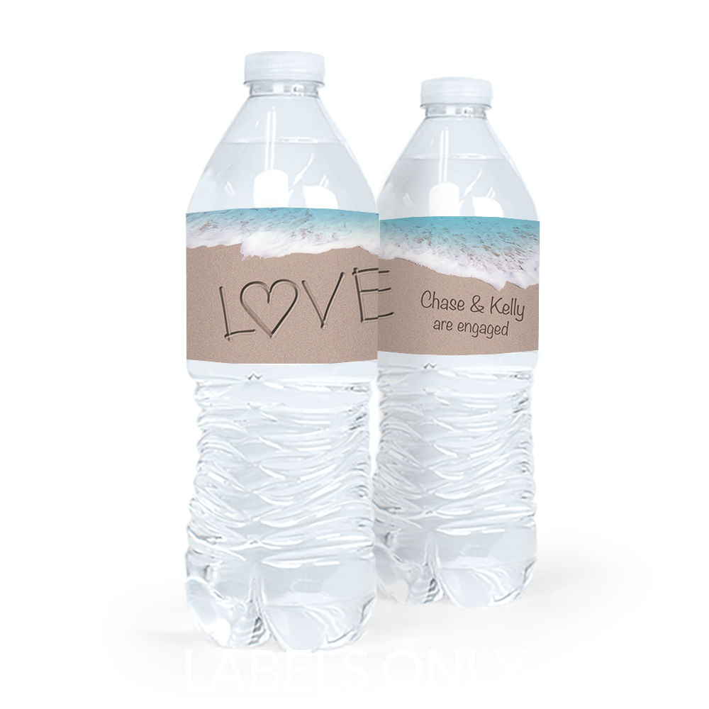 Personalized Engagement Love by the Sea Water Bottle Sticker Labels (5 ...