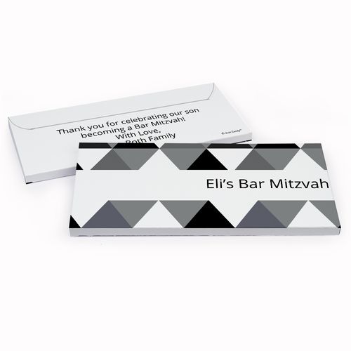 Deluxe Personalized Bar Mitzvah Triangle Pattern Chocolate Bar in Gift Box