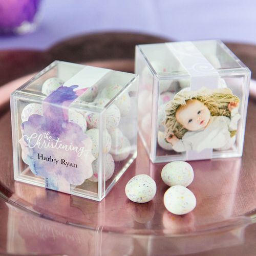 Personalized Baptism JUST CANDY® favor cube with Premium Confetti Cookie Bites