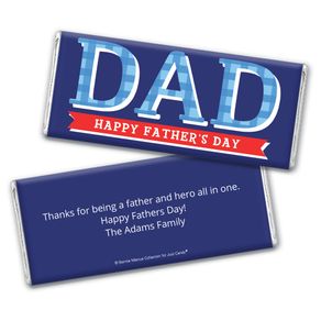 Personalized Bonnie Marcus Collection Father's Day Plaid Chocolate Bar & Wrapper