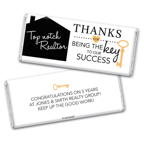 Personalized Realtor Key to Our Success Chocolate Bar & Wrapper