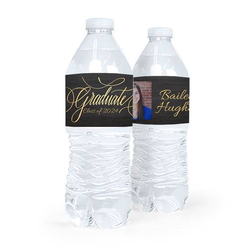 Personalized Bonnie Marcus Graduation Chalkboard Water Bottle Sticker Labels (5 Labels)