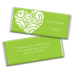 Personalized Wedding Modern Swirl Heart Chocolate Bar & Wrapper