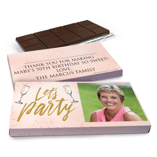 Deluxe Personalized Birthday Champagne Party Chocolate Bar in Gift Box (3oz Bar)