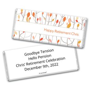 Retirement Personalized Chocolate Bar Wrappers Watercolor Leaves