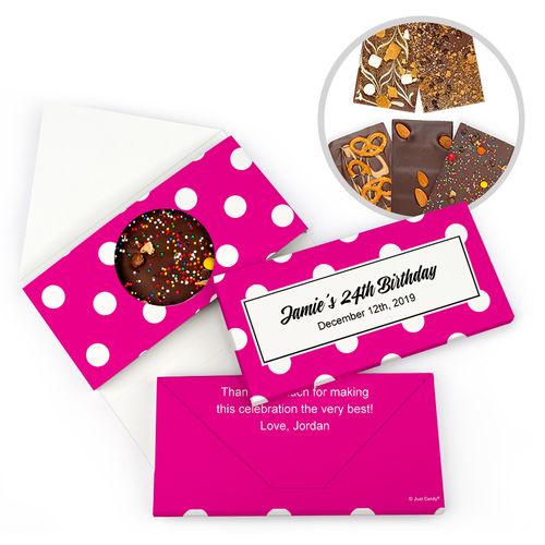 Personalized Birthday Polka Dots Gourmet Infused Belgian Chocolate Bars (3.5oz)