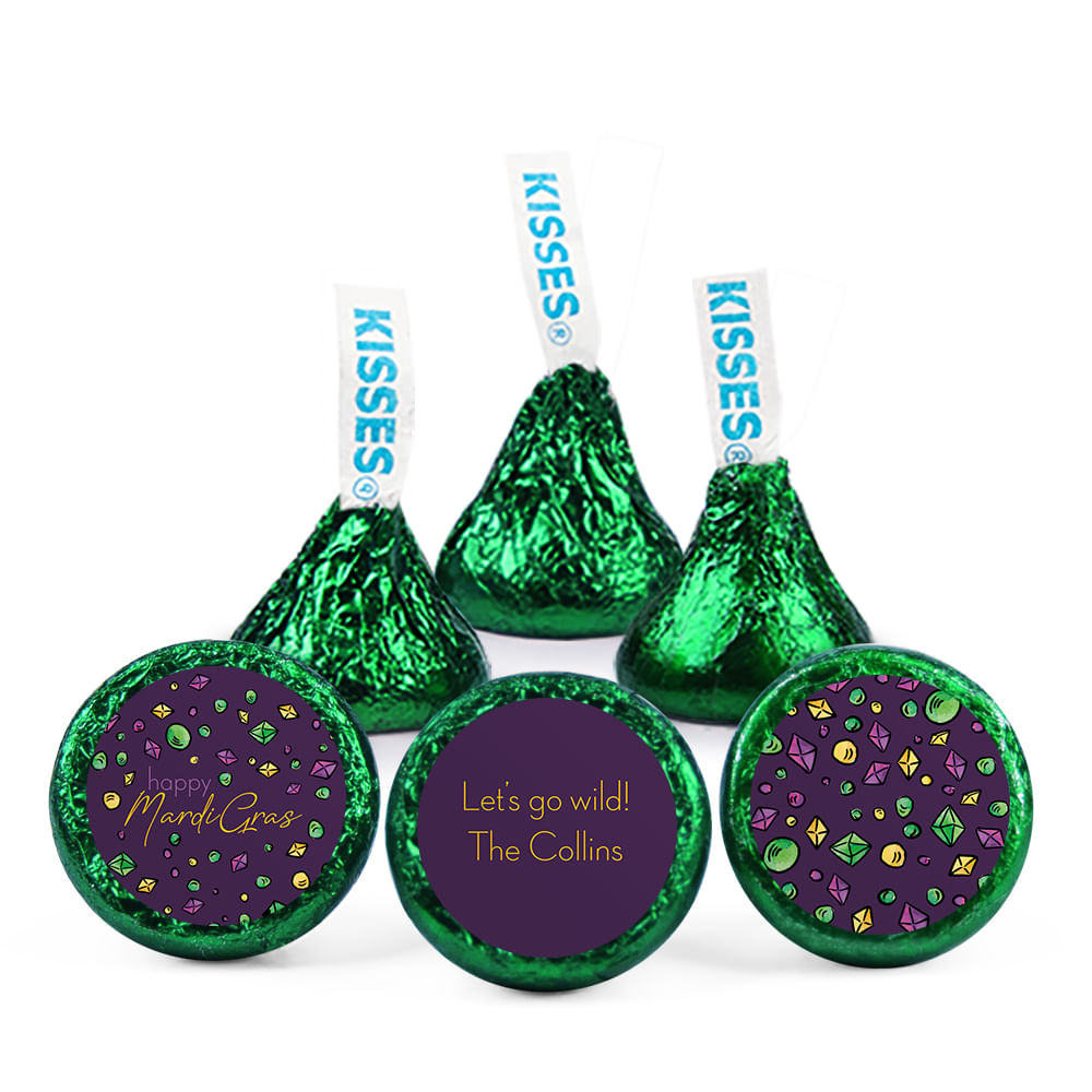 Personalized Mardi Gras Beads & Bling Deluxe Candy Buffet - JustCandy.com