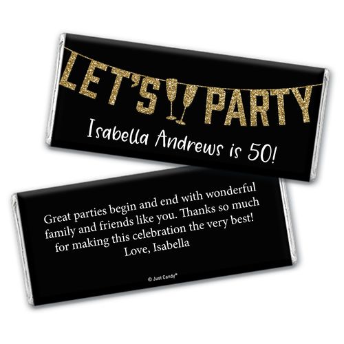 Personalized Milestone Birthday Let's Party Chocolate Bar Wrappers Only