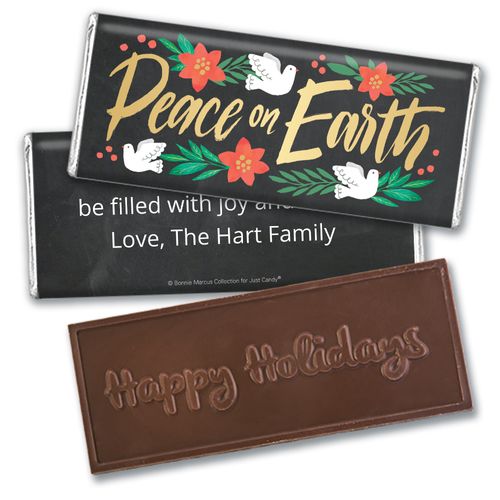 Personalized Bonnie Marcus Christmas Peace on Earth Embossed Chocolate Bar