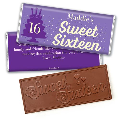 Personalized Sweet 16 Birthday Let's Celebrate Embossed Chocolate Bar & Wrapper