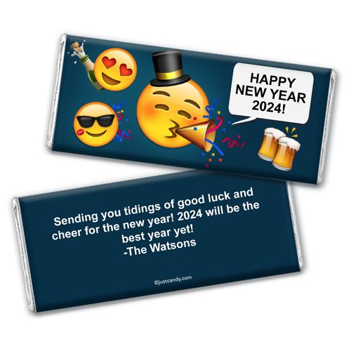 Personalized New Year's Eve Emoji Chocolate Bar & Wrapper