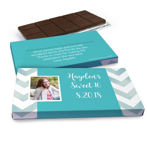 Deluxe Personalized Birthday Chevron Belgian Chocolate Bar in Gift Box (3oz Bar)