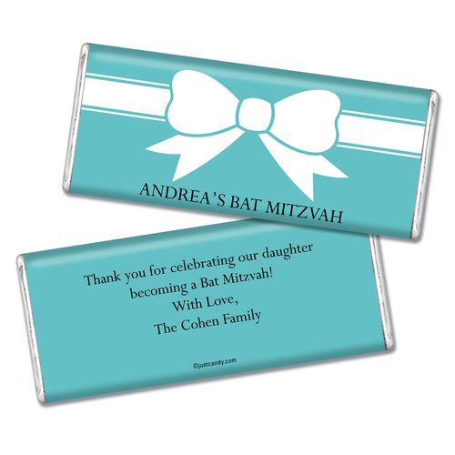 Bat Mitzvah Personalized Chocolate Bar Wrappers Tiffany Bow Theme