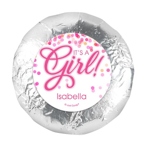Personalized Girl Birth Announcement Bubbles 1.25in Stickers (48 Stickers)