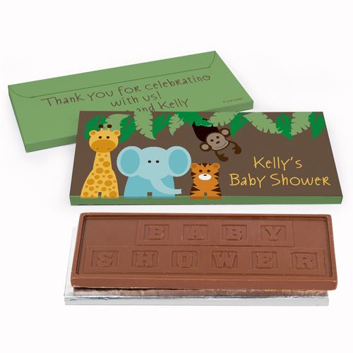 Deluxe Personalized Baby Shower Jungle Safari Chocolate Bar in Gift Box