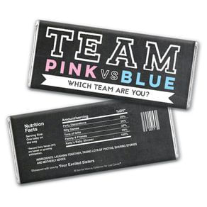 Personalized Bonnie Marcus Gender Reveal Team Pink vs. Team Blue Chocolate Bar Wrappers Only